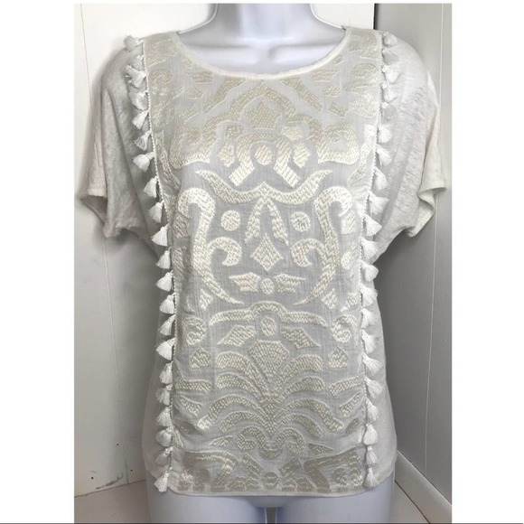 J. Crew | Linen Boho Pom Fringe Detailed Blouse - Picture 5 of 10